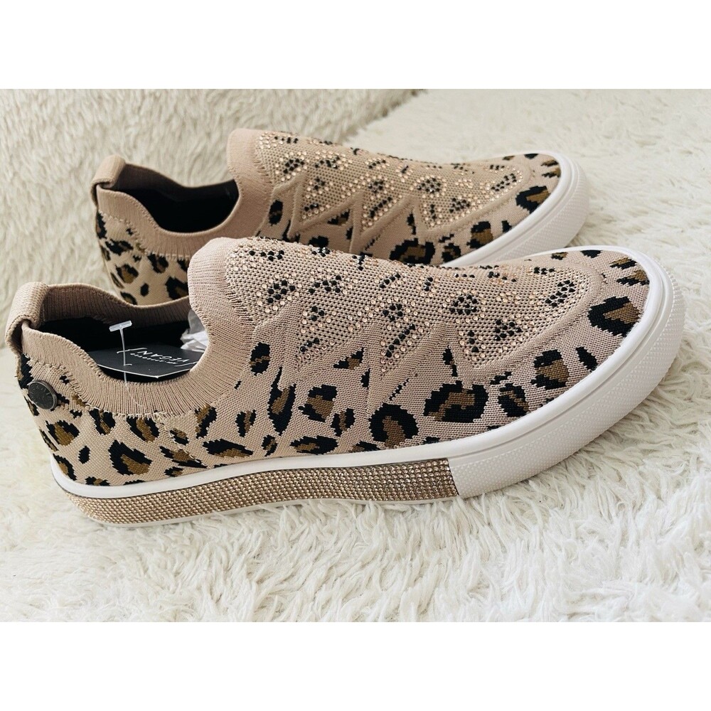 Bernie Mev Gardenia Shoes NWT  Leopard pattern Rhinestone Slip-On Comfort Size 8